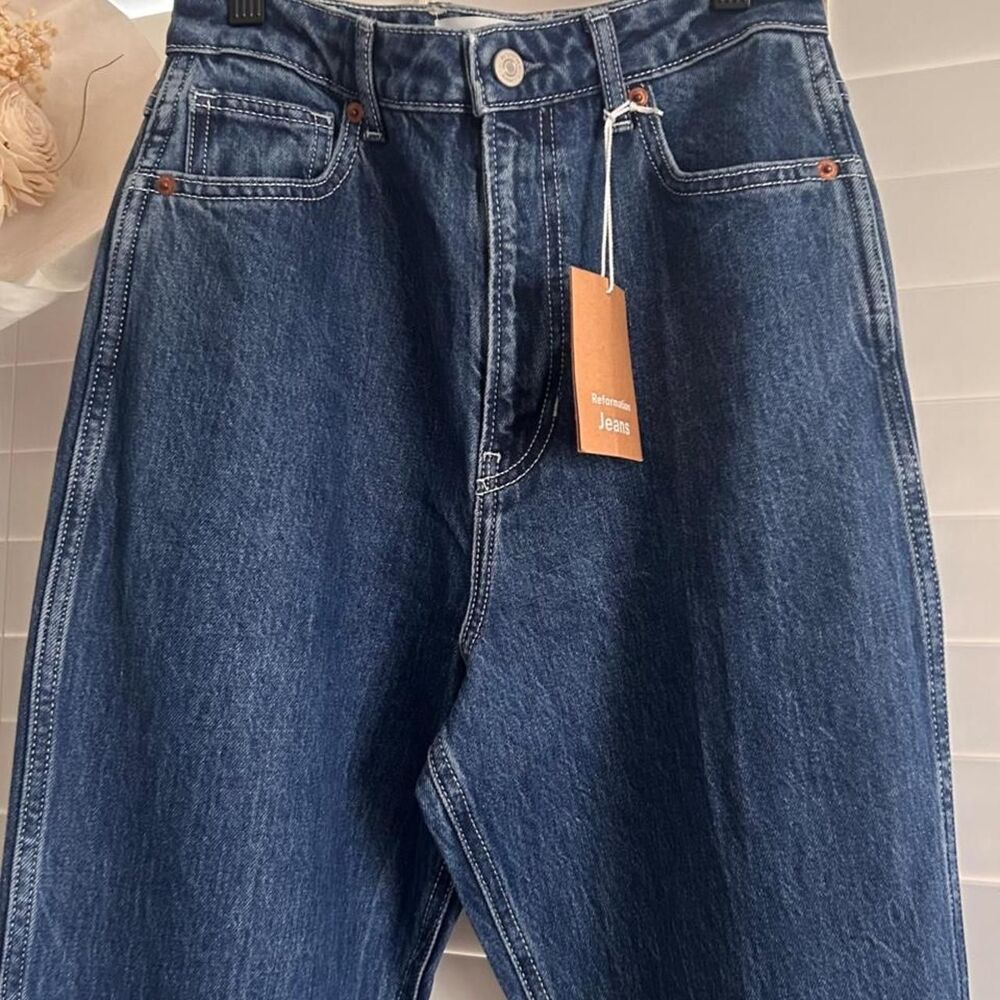 Reformation Pamela Ultra High Rise Straight Leg Jeans Wallis Wash Size 26 NWT - Picture 3 of 6